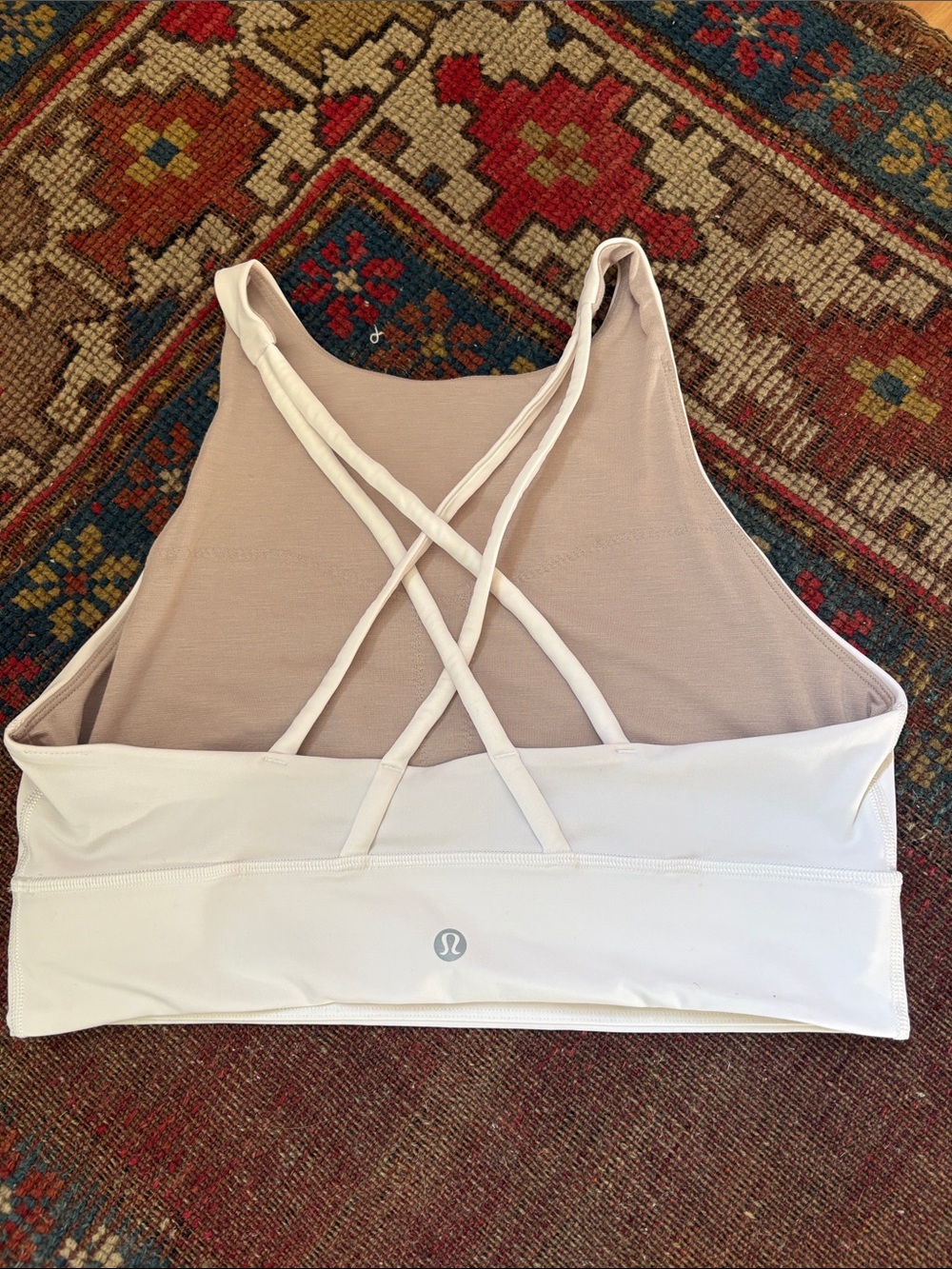 lululemon athletica Blush Pink and White Crossback Sports Bra